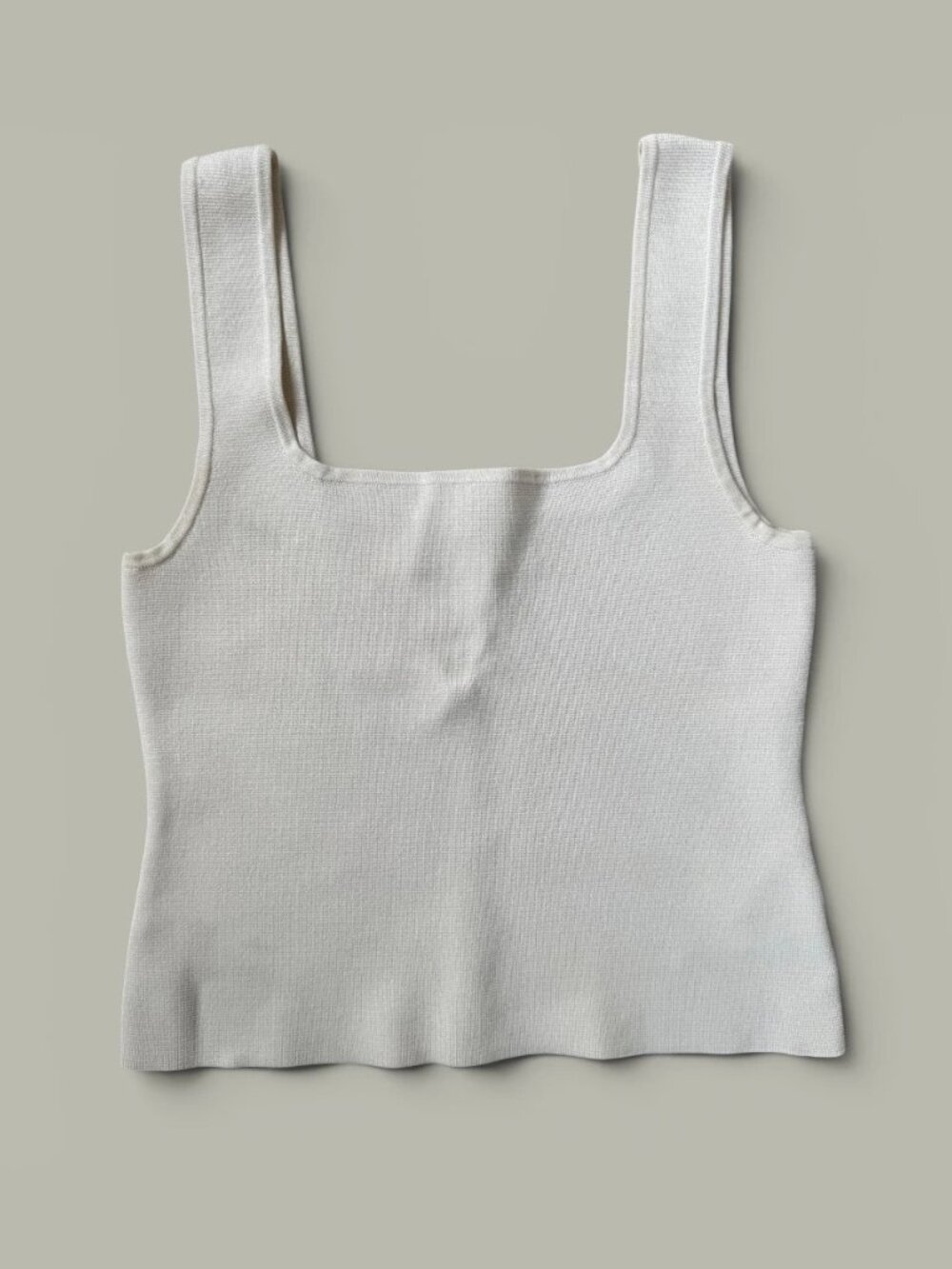 Matteau Nineties Crop Tank Ecru Square Neck Viscose Stretch XS/US2